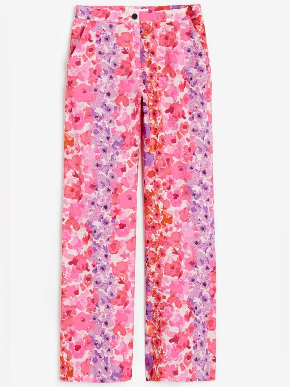 H&M pink lavender purple trouser pants slacks sz 2 wide legged light fabric for